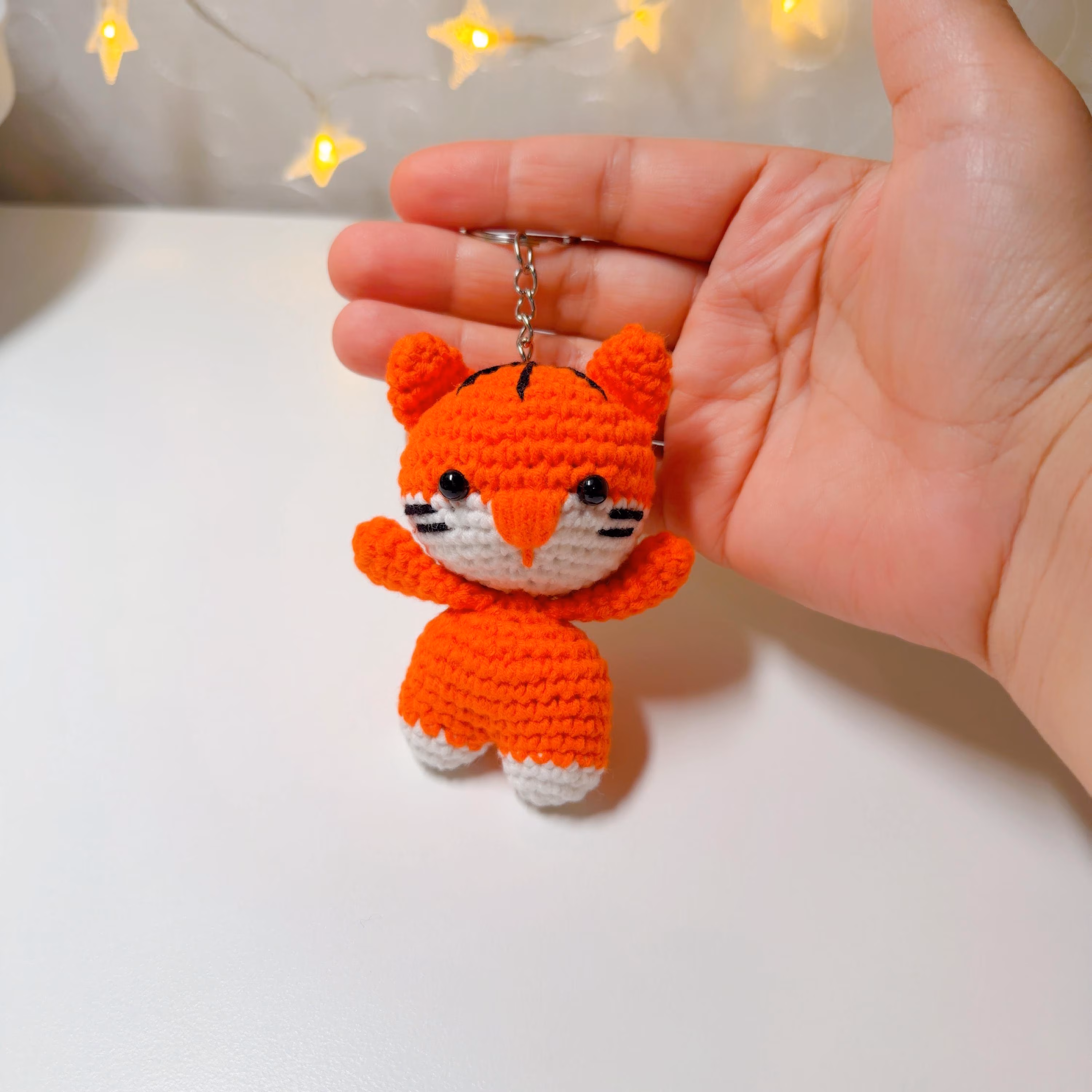 Purple Gold Tiger Crochet Keychain, product photo 10