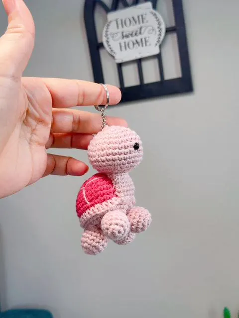 Handmade Crochet Turtle Keychain, product photo 22
