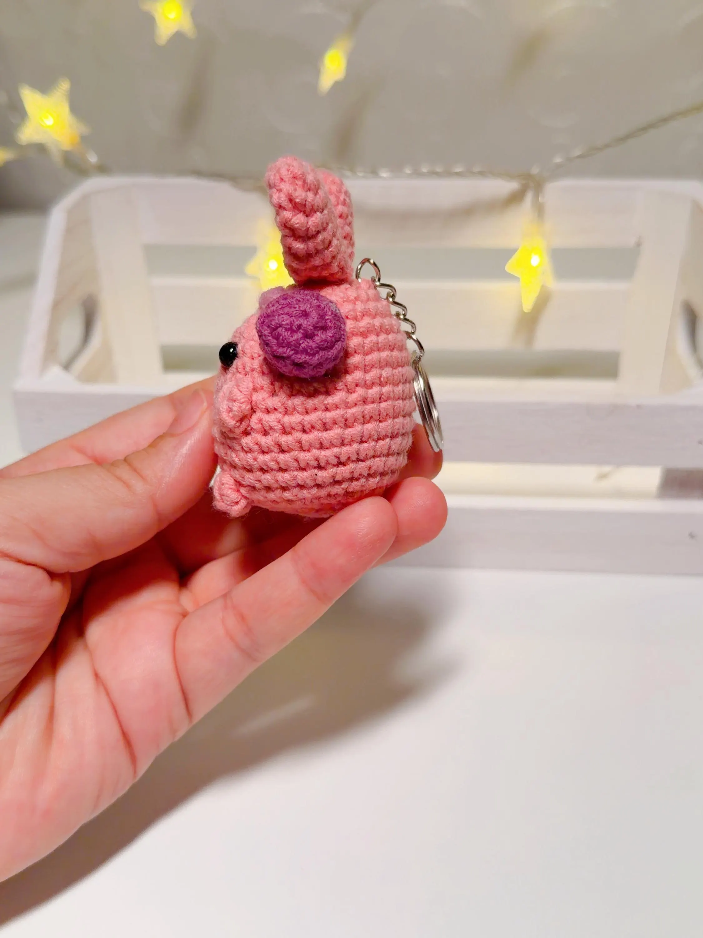 Handmade Crochet Bunny Keychain, product photo 7