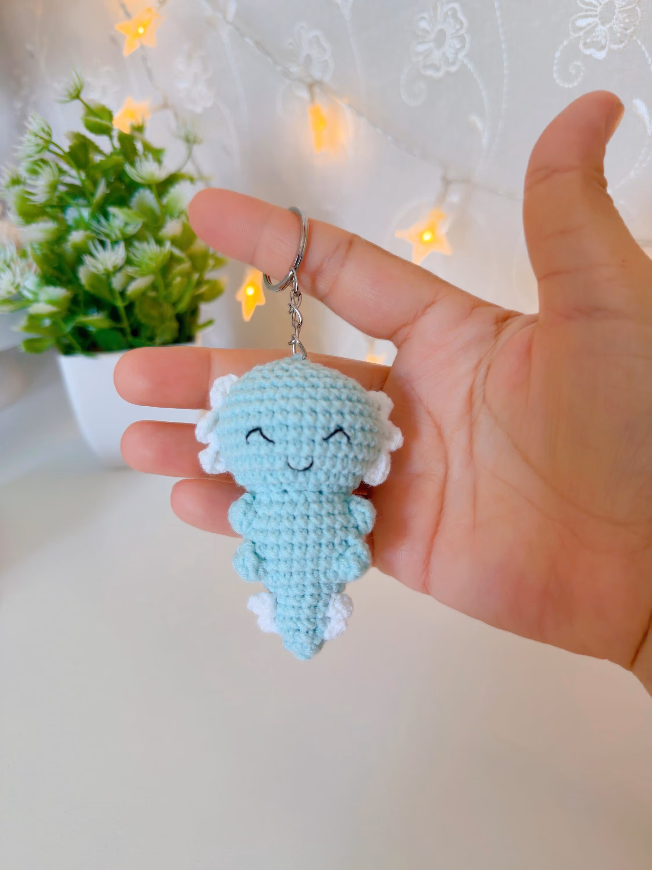 Crochet Axolotl Keychain, product photo 1