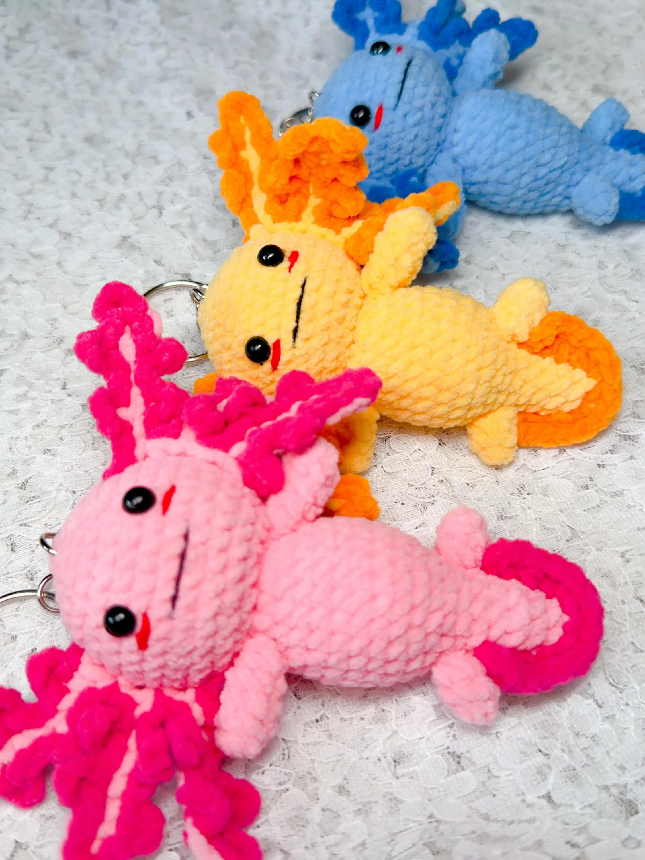 Crochet Axolotl Amigurumi Keychain, product photo 11