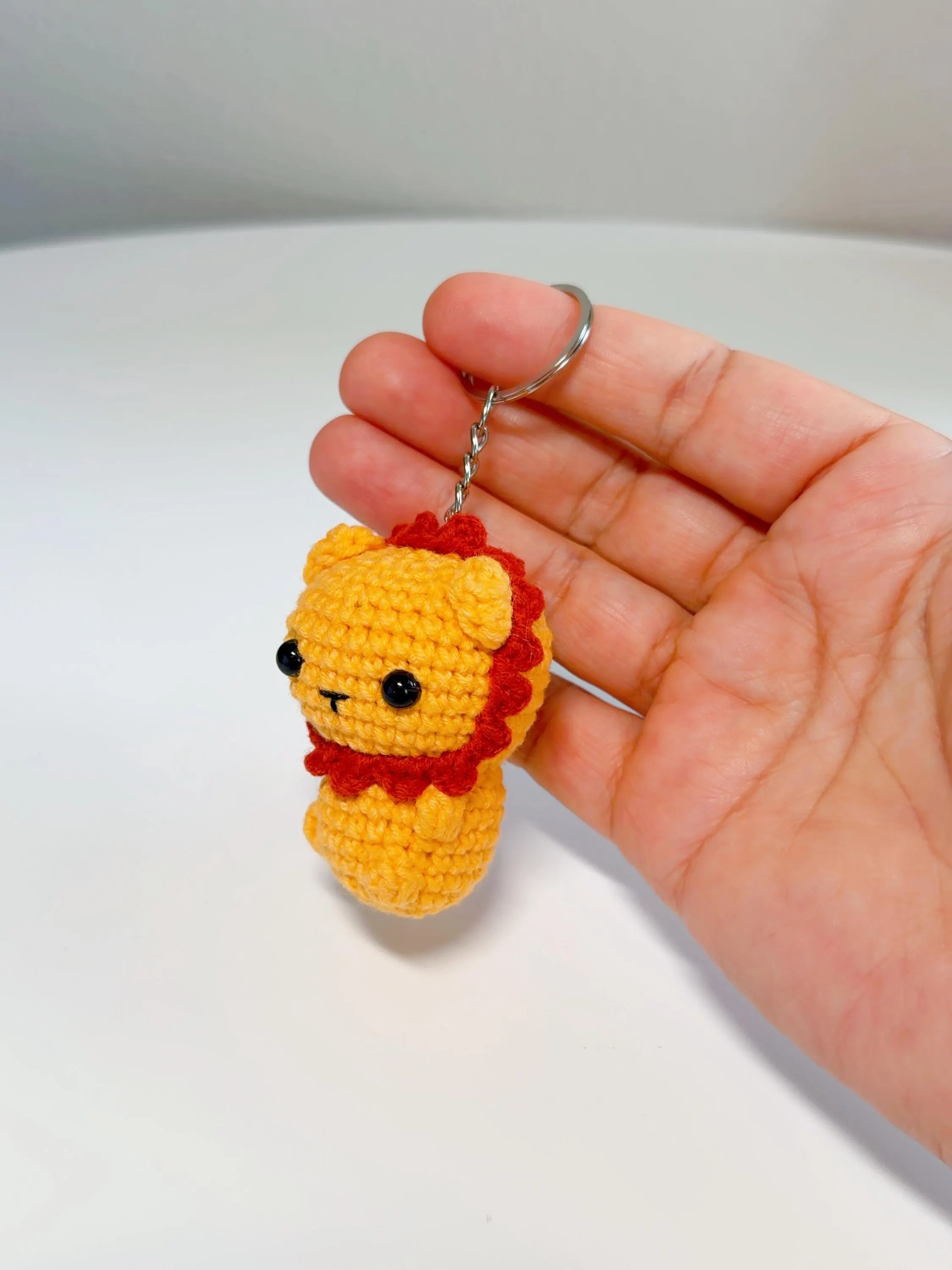 Handmade Crochet Lion Keychain, product photo 16