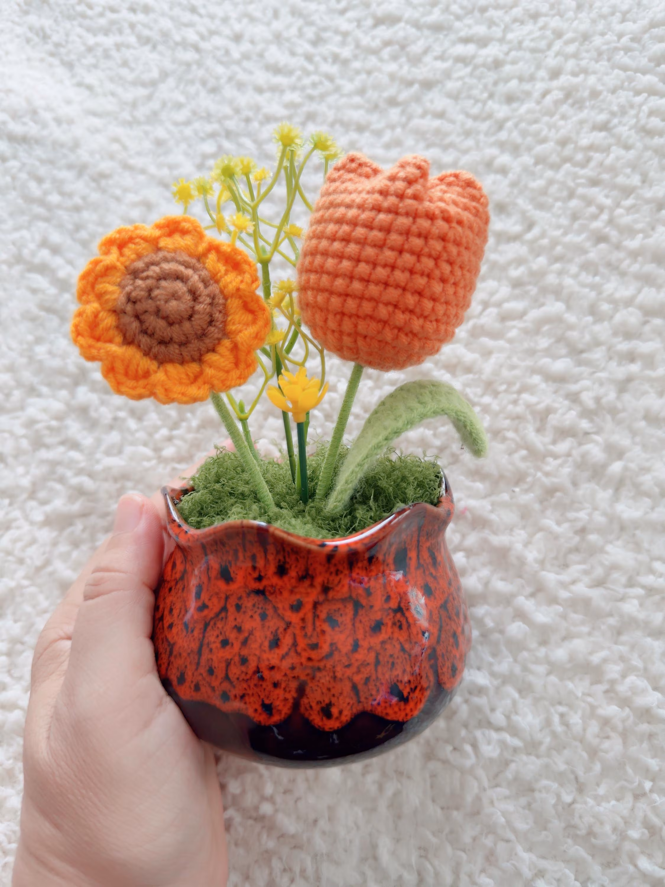 Crochet Sunflower Tulip Pot, product photo 1