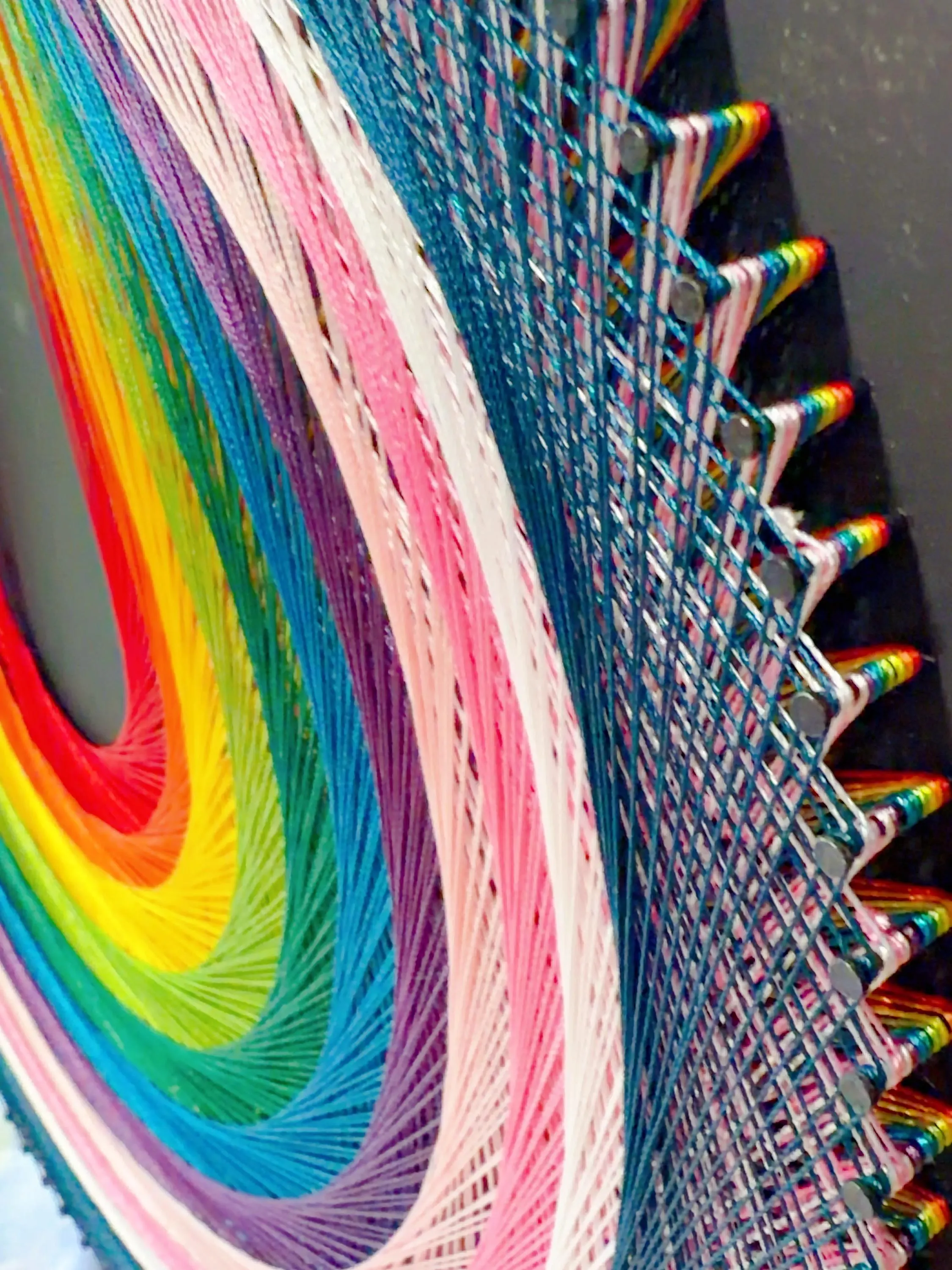 Rainbow Teardrop String Art | Boho Fiber Wall, product photo 9