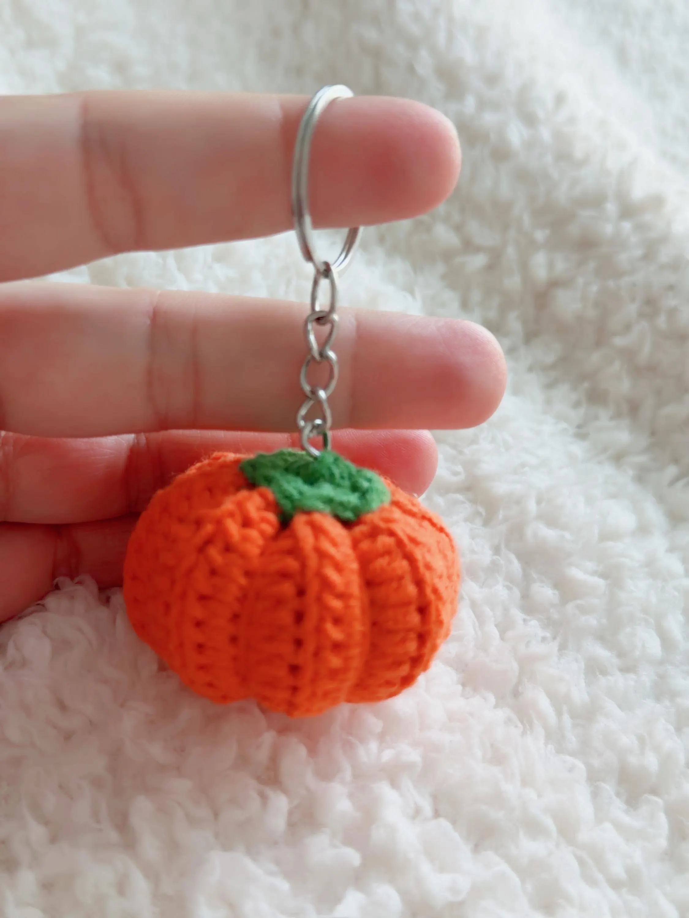 Handmade Crochet Pumpkin Keychain, product photo 13