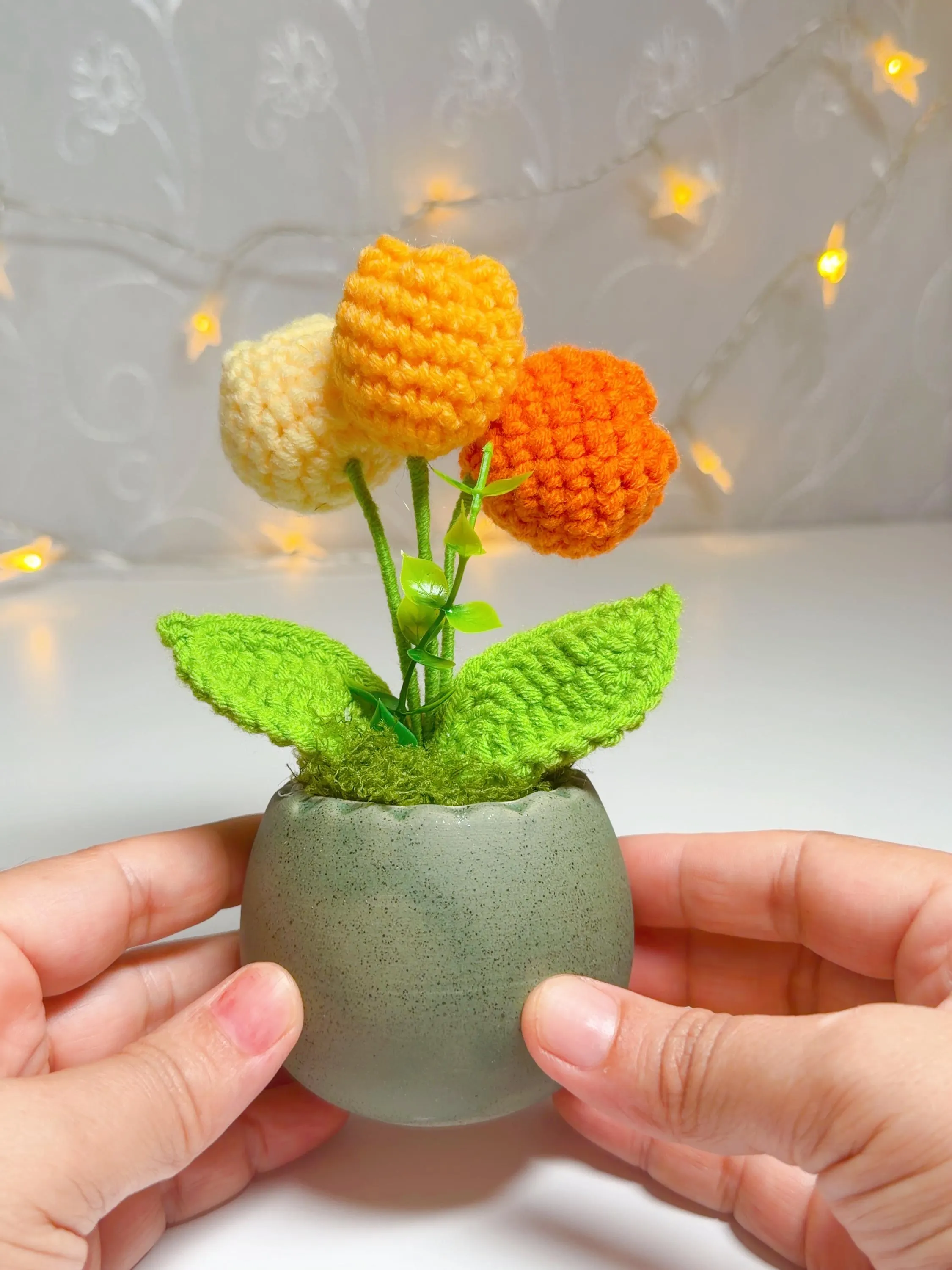 Orange & Cream Crochet Tulip Arrangement, product photo 7