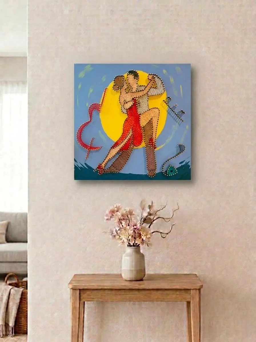 Handmade String Art Couple Dancing Wall Decor |, product photo 1