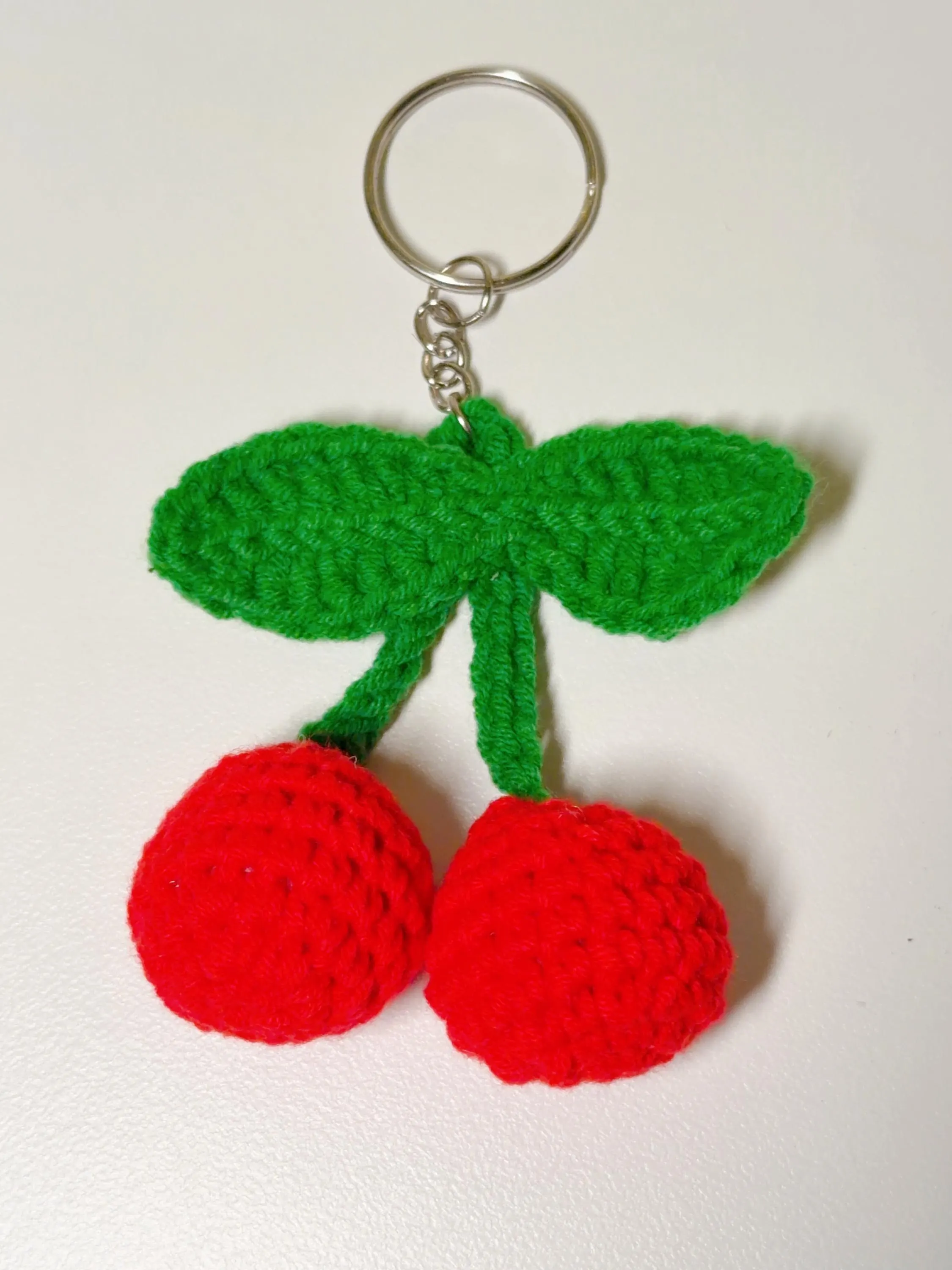Handmade Crochet Cherry Keychain, product photo 13