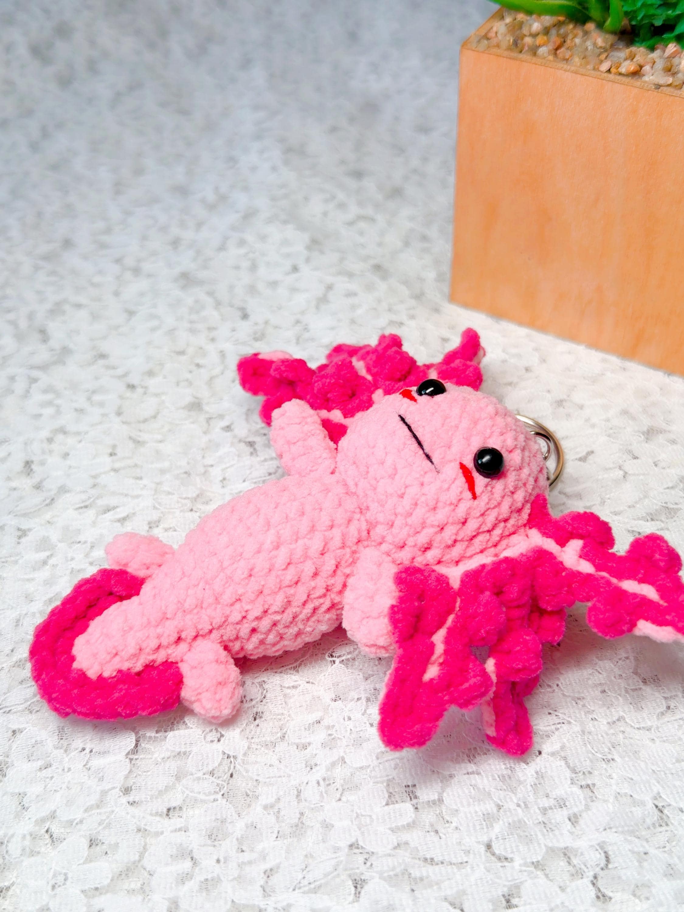 Crochet Axolotl Amigurumi Keychain, product photo 16