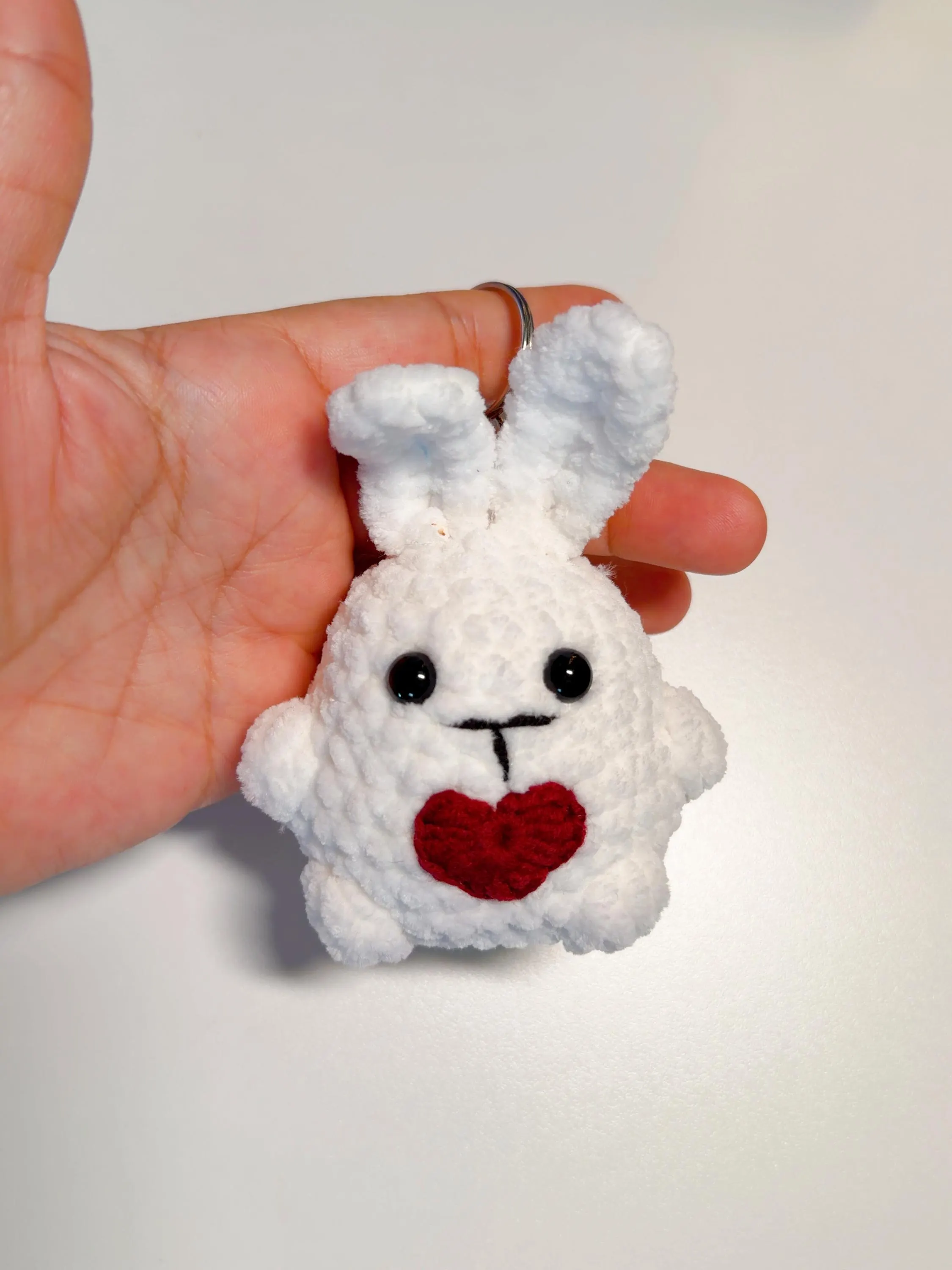 Crochet Strawberry Bunny Plush Keychain, product photo 15