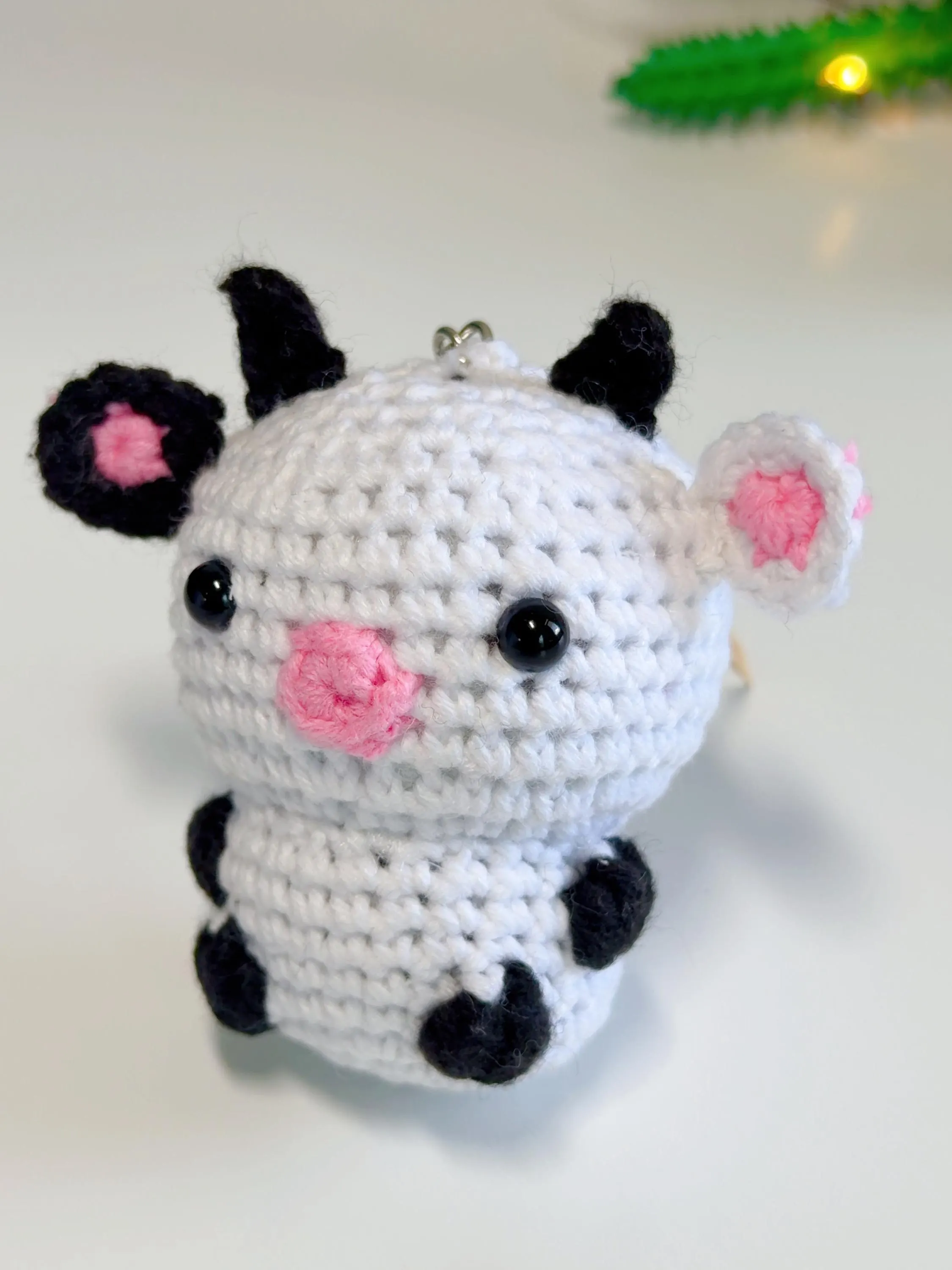 Mini Crochet Cow Keychain, product photo 8