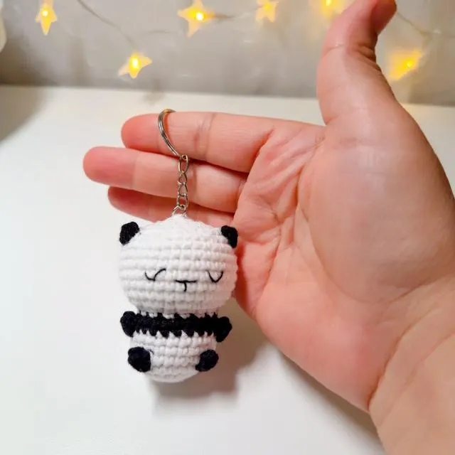 Crochet Panda Keychain, product photo 1