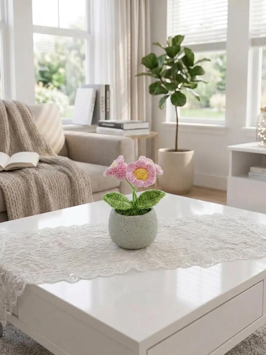 Crochet Daisy & Bell Flower Pot, product photo 1
