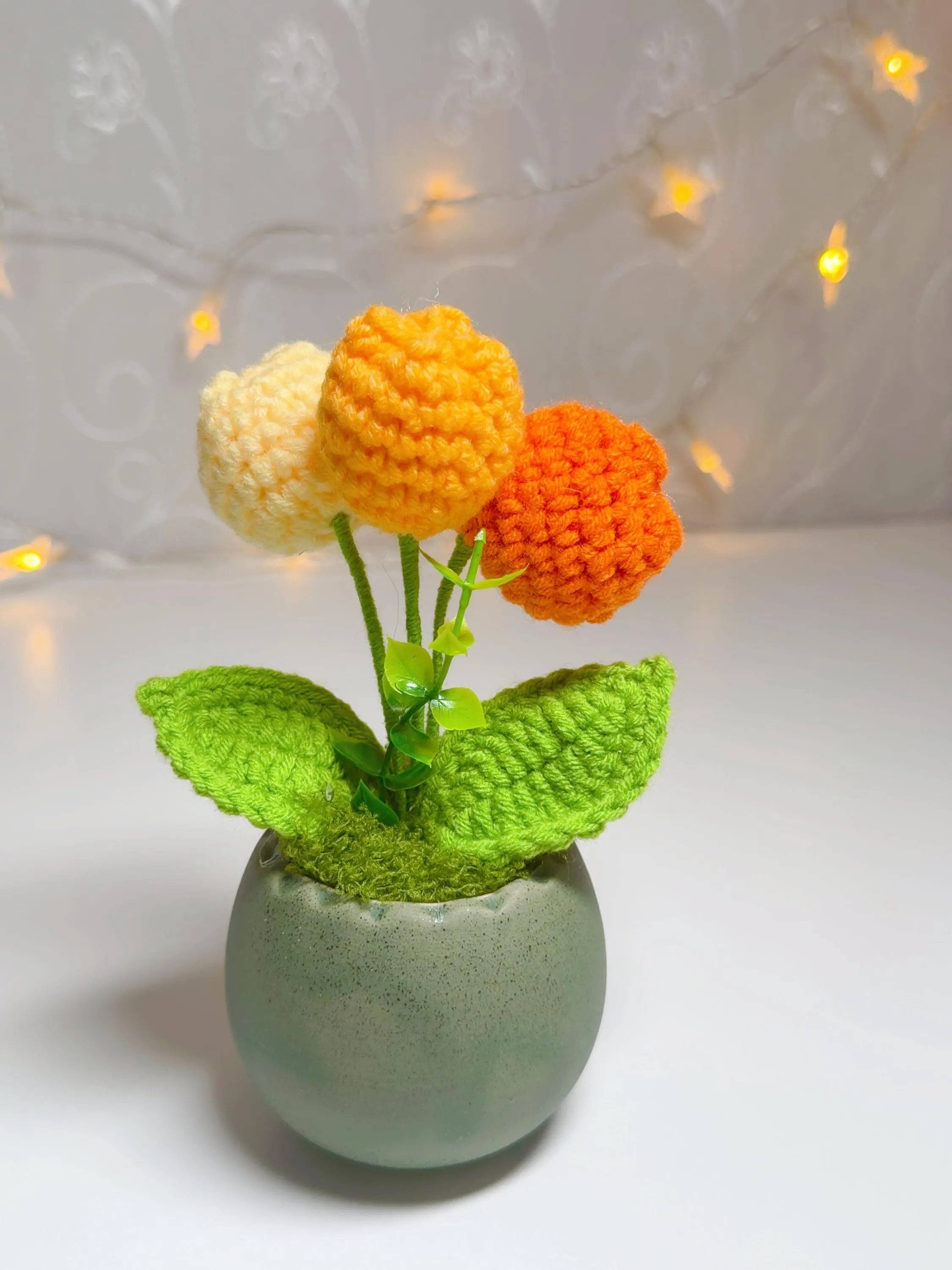 Orange & Cream Crochet Tulip Arrangement, product photo 5