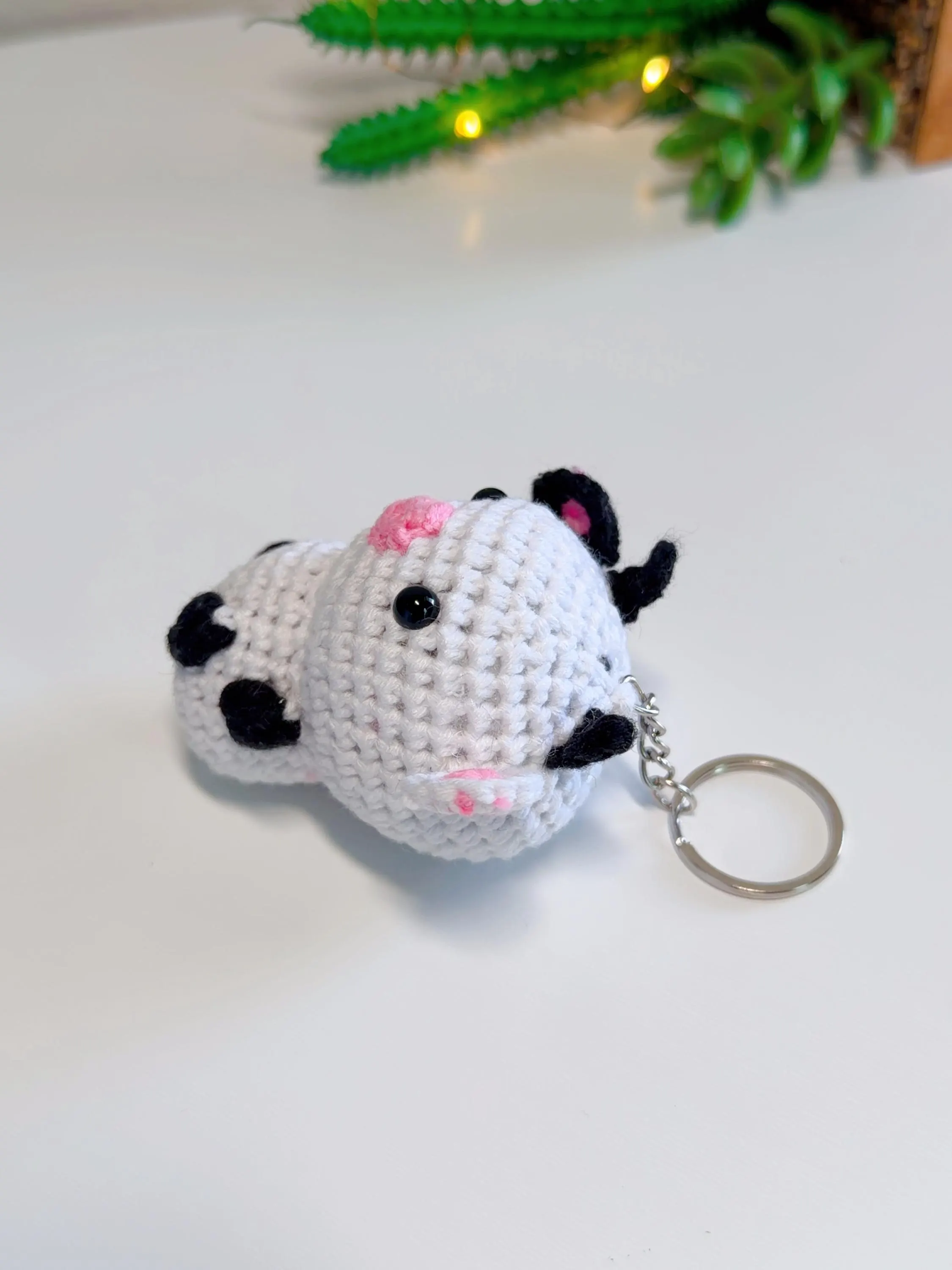 Mini Crochet Cow Keychain, product photo 13