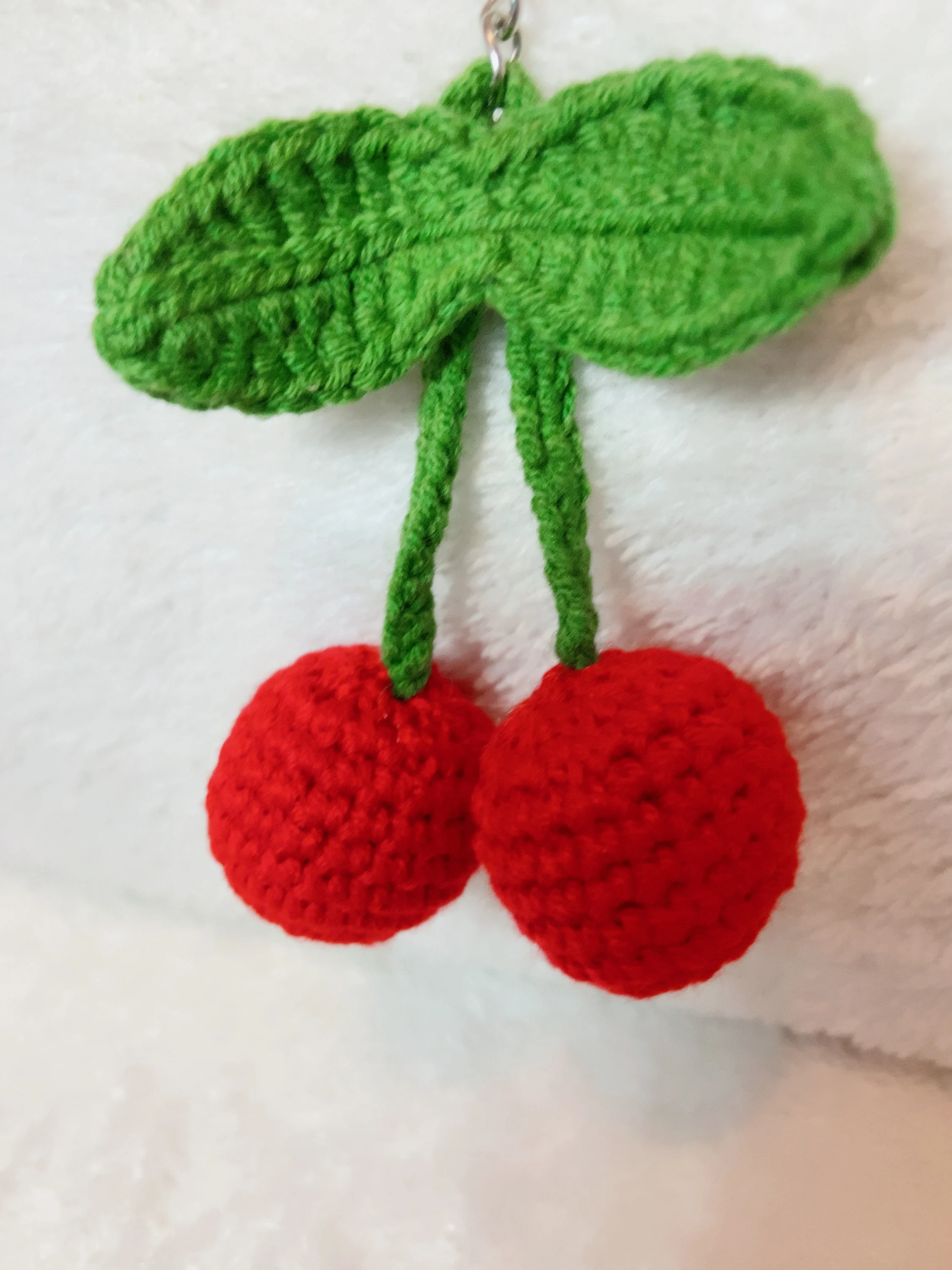 Handmade Crochet Cherry Keychain, product photo 12
