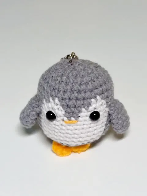 Handmade Crochet Penguin Bag Charm, product photo 14