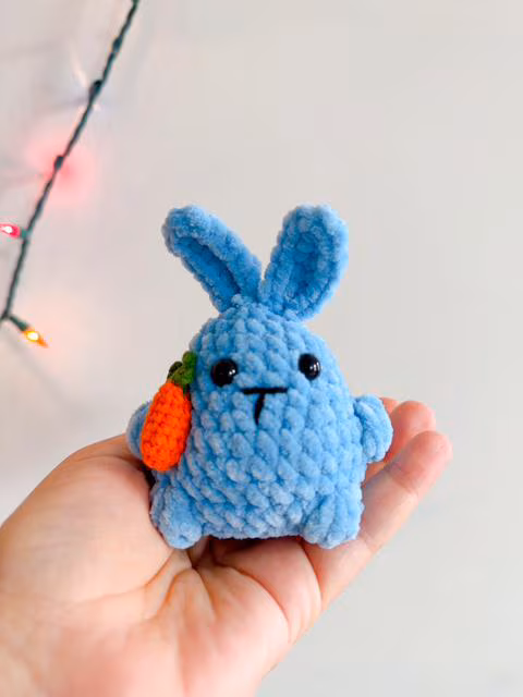 Crochet Strawberry Bunny Plush Keychain, product photo 17