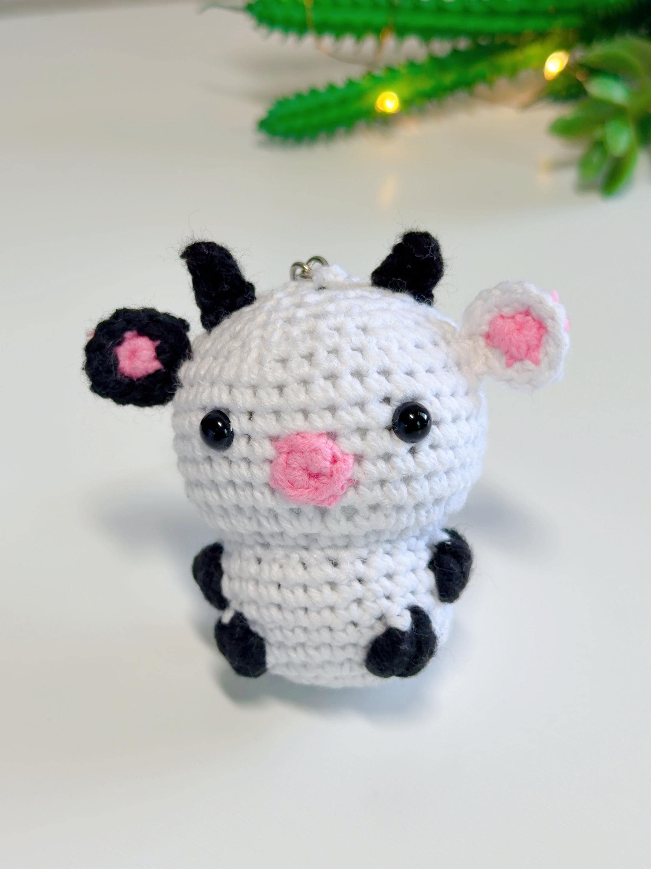 Mini Crochet Cow Keychain, product photo 5