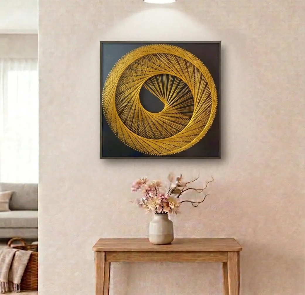 Golden Spiral String Art Wall Decor | Geometric, product photo 1